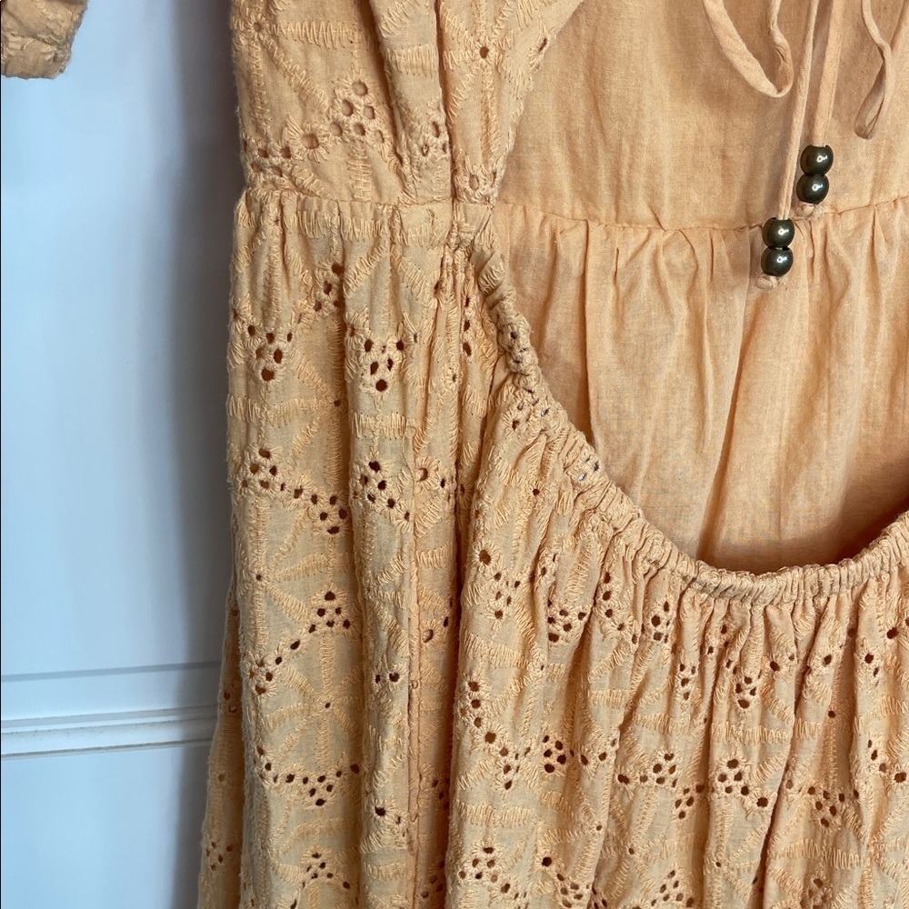 Harni Women’s Mae Embroidered Eyelet Midi Dress Sz M Boho Prairie Peasant - Picture 10 of 15